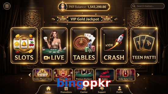 Main screen of Bingopkr casino page for PK players