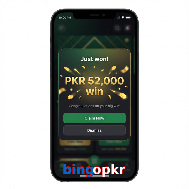 Main screen of Bingopkr win page for PK players